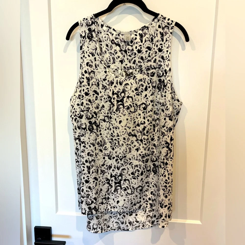Halogen Black and White Sleeveless Tank Top - Picture 1 of 2